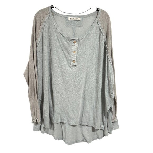 Free People We the Free Grand Slam Henley Size M NWOT Gray and Heather Gray Blue - Picture 1 of 9